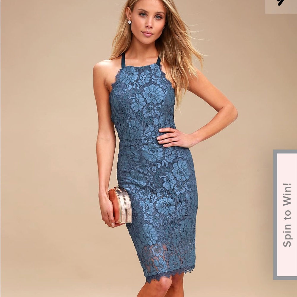 Lulu’s - Wishful Wandering Blue Lace Dress